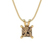 Clara Pucci 0.45ct Princess Cut Champagne Simulated diamond Gem Solitaire Pendant With 16