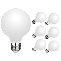 6 Pack G25 Globe LED Light Bulbs, Dimmable LED Edison Bulbs 5W Equivalent 40 Watt, Warm White 2700K, 450LM, E26 Base, Milky LED Filament Bulbs for Bedroom Makeup Mirror Lights Led Bathroom Lights