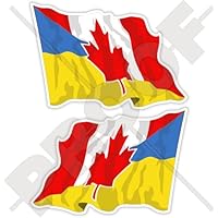 Canada-Ukraine Waving Flag Stickers, Canadian-Ukrainian Flying Flag 3