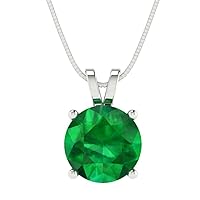 3 CT Round Classic Simulated Green Emerald Pendant Necklace 18