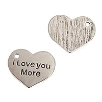5pcs x I Love You More Charms 25x20mm Antique Silver Tone | One Sided Charm Pendants for Gemstone Necklace Bracelet Earrings Keychain Mala Yoga Jewelry Craft Making MCZ1058