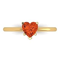 Clara Pucci 1.0 carat Heart Cut Solitaire Red Simulated Diamond 5-Prong Proposal Wedding Bridal Anniversary Ring 18K Yellow Gold