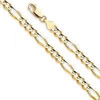 14K Gold 6mm Figaro 3+1 Concave Chain - Length: 22