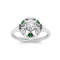Choose Your Gemstone Round Antique Star Ring Sterling Silver Round Shape Vintage Engagement Rings Ornaments Surprise for Wife Symbol of Love Clarity Comfortable US Size 4 to 12