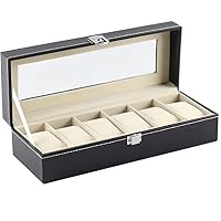 High end 6-slot PU leather box, 1 piece watch jewelry display rack, watch storage box
