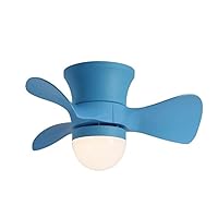 Ceiling Fan with Lights Silent Ceiling Light with Fan Ceiling Fans with Lighting and Remote Control 3 Abs Fan Blades 3 Color Dimmable 6 Speed for Home Bedroom Living Room/Blue/58Cm/22.8 inch