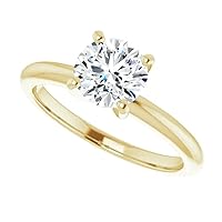 925 Silver,10K/14K/18K Solid Yellow Gold Handmade Engagement Ring 1.0 CT Round Cut Moissanite Diamond Solitaire Wedding/Bridal Gift for Women/Her Gorgeous Gift