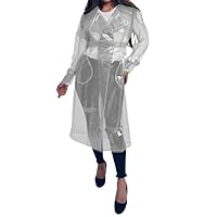 Transparent Long Coat Perspective Raincoats Jackets Women Clubwear Party Sexy Lingerie Clear PVC Trench Jacket with Belt
