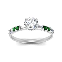 Choose Your Gemstone Vintage Classic Engagement Ring 925 Sterling Silver Round Shape Side Stone Engagement Rings Matching Jewelry Wedding Jewelry Easy to Wear Gifts : US Size 4 to 12