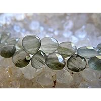 Rare Color Green Grey Chrysoberyl Cats Eye | Faceted Heart Briolettes | 6-8mm | Sold in Sets of 6 Briolettes Code-HIGH-32405