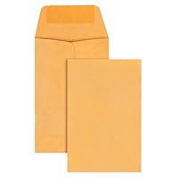 Quality Park Kraft Coin and Small Parts Envelope, #1, Square Flap, Gummed Closure, 2.25 x 3.5, Light Brown Kraft, 500/Box
