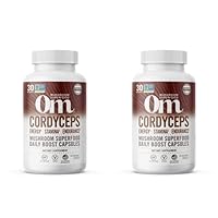 Om Mushroom Superfood Cordyceps Mushroom Capsules Superfood Supplement, 90 Count, 30 Days, Energy, Power, Stamina and Endurance Support, Superfood Supplement for Sports Performance (Pack of 2)
