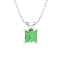 Clara Pucci 0.55ct Princess Cut unique Fine jewelry Light Sea Green Gem Solitaire Pendant With 18