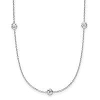 Platinum Diamond Stations Necklace 18 Inch Measures 4mm Wide Jewelry for Women