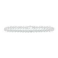 10K White Gold Diamond Cluster Stylish Link Stunning Fine Bracelet 3-1/5 Ctw.