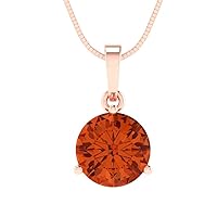 Clara Pucci 2 ct Brilliant Round Cut Solitaire Simulated Red Diamond Solid 18K Rose Gold designer Pendant with 18