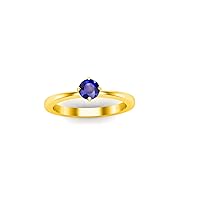 0.50 Ctw Round Cut Lab Created Blue Sapphire Solitaire Anniversary Womens Ring 14K Yellow Gold Plated