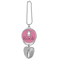 Rook White Word Chess Game Silver Wing Car Pendant Decoration