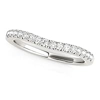 14k White Gold Pave Set Round Curved Wedding Band (1/4 cttw)