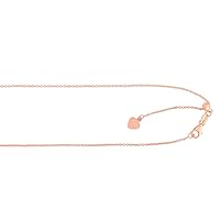 14k Gold Rose Finish 0.7mm Shiny Round Cable Chain Necklace With Lobster Clasp 22 Inch Jewelry for Women