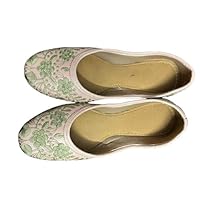 Green Floral Pink Juti with Embroidery Women's Traditional Footwear