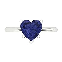 Clara Pucci 2.1 ct Heart Cut Solitaire Simulated Tanzanite Classic Anniversary Promise Engagement ring Solid 18K White Gold for Women
