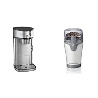Hamilton Beach The Scoop Single Serve Coffee Maker & Fast Grounds Brewer & Fresh Grind Electric Coffee Grinder for Beans, Spices and More