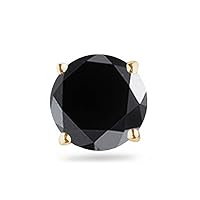 Round Black Diamond Men's Stud Earrings AA Quality in 14K Yellow Gold Available in Small to Large Sizes
