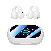 Ear Clip Earbuds True Wireless Bluetooth Headphones, Mini Open Ear Earphones Bone Conduction Headphones for Sport Workout Driving Walking Running Compatible with iPhone Android (White)