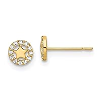 14k Gold Madi K CZ Cubic Zirconia Simulated Diamond Star Post Earrings Measures 5.2x5.2mm Wide Jewelry for Women