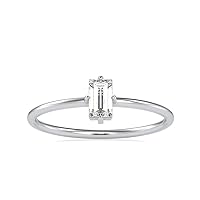 Certified Engagement Ring Studed With 0.31 Tcw Baguette Moissanite Solitaire Diamond In 10K White/Yellow/Rose Gold For Women Engagement Jewelry
