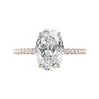 Moissanite Solitaire Ring, 4.0ct Oval Cut, Sterling Silver, Wedding Ring for Her