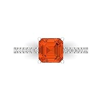 Clara Pucci 1.63ct Cushion Cut Solitaire with Accent Red Simulated Diamond designer Modern Statement Ring Real Solid 14k White Gold