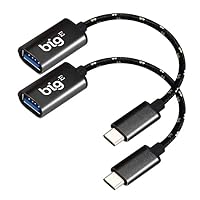 USB C to USB 3.0 A Female (2 Pack) OTG Adapter Compatible with Your Samsung Galaxy A72 4G, 5G, A32 5G, A52 5G for Full USB Braided Thunderbolt 3 On The Go Cable Connector(Gray)