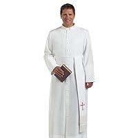 Clergy Carlisle Traditional Full Button Front and Removable Collar Tab Cassock Robe, Heights from 6'2