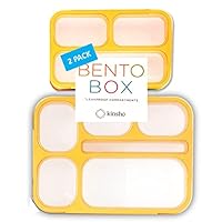 Bento Lunch-Box Set for Kids includes Snack Container | 6 and 3 Compartment Boxes Leakproof School Bentos or Meal Portion Control Containers BPA Free, Boys Girls Adults, Orange Large + MINI 2 pack
