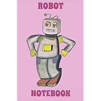 Robot Notebook - Hearts - Shades of Pink - Gray - College Ruled