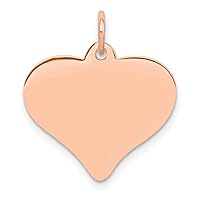 14K Rose Gold Polished Heart Shaped DiscCustomize Personalize Engravable Charm Pendant Jewelry Gifts For Women or Men (Length 0.82