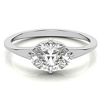 Bright Diamond 0.75 Carats Oval Cut Cubic Zirconia CZ Engagement Rings White Gold Plated Sterling Silver