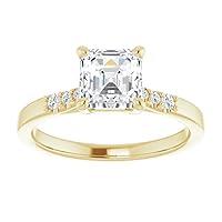 925 Silver,10K/14K/18K Solid Yellow Gold Handmade Engagement Ring 1.5 CT Asscher Cut Moissanite Diamond Solitaire Wedding/Gorgeous Gift for/Her Women Rings