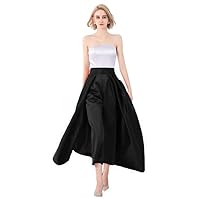 Women's Two Piece Jumpsuits Prom Dresses Satin Off Soulder Evening Gowns with Detachable Skirt Black
