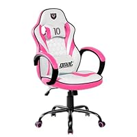Goat Gaming Chair, Office Ergonomic Computer Gaming Desk Racing Chair, Adjustable Faux Leather Soccer, Football, Messi, Argentina, White and Pink