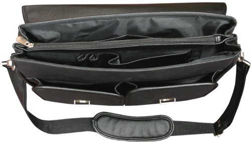World Class Black Leather Executive Briefcase (#2439-0)