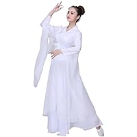 Classic Folk Dance Dress Adult Style White/red Elegant Chinese and Color Woman Long Sleeve