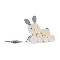 Bigjigs Toys FSC Certified Bunny & Baby Pull Along Toy - Eco-Friendly Rabbit Pull Along with Cord & Baby Bunny Push-Along, Quality Pull Along Toys for 1 Year Olds, Wooden Baby Toys