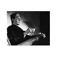 Boris Karloff as Frankenstein Seated on Set Drinking Tea and Smoking 8 x 10 Inch Photo