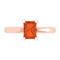 Clara Pucci 1.0 carat Emerald Cut Solitaire Red Simulated Diamond Proposal Wedding Bridal Anniversary Ring 18K Rose Gold