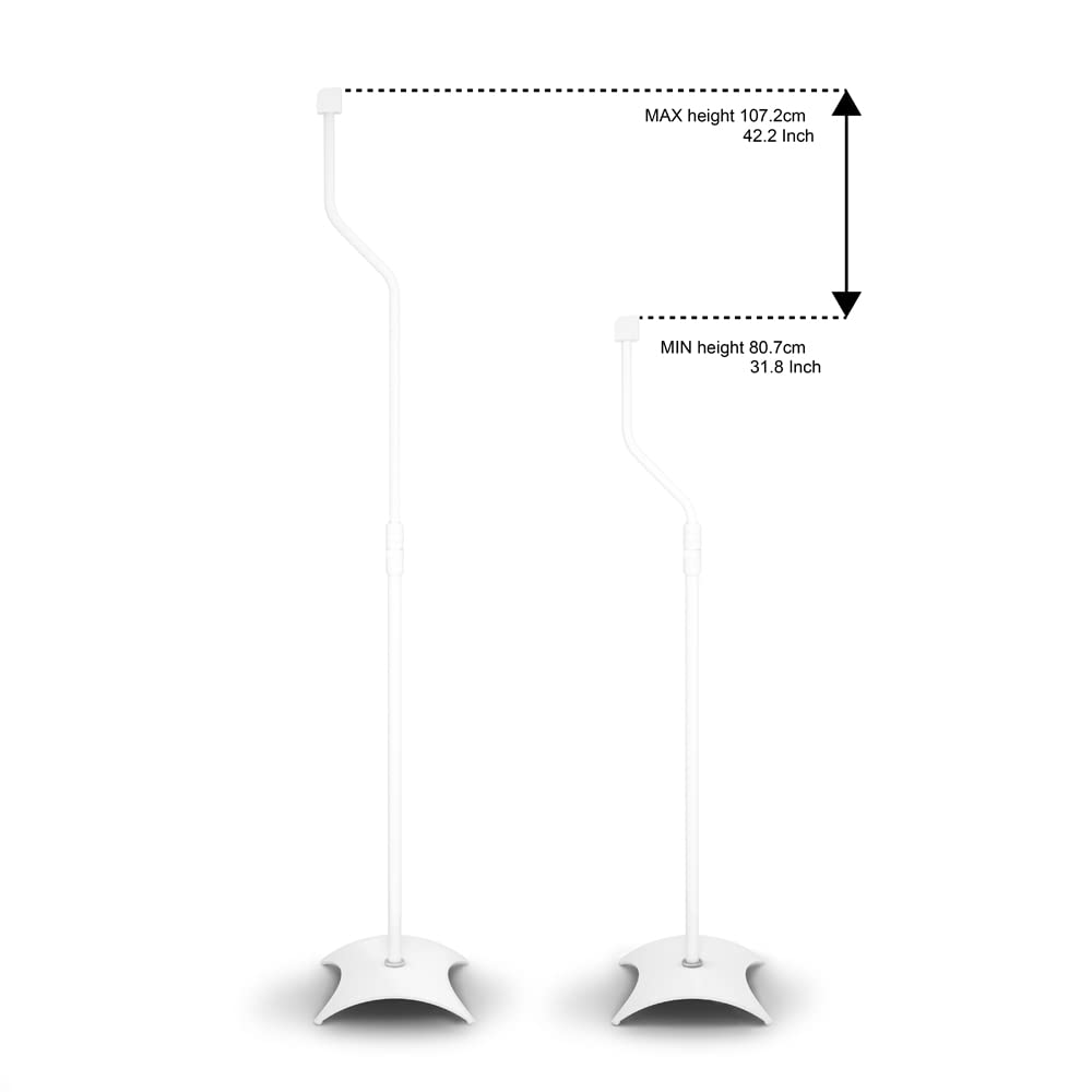 AVF EAK80W-A Speaker Floor Stands, Metal Base, Adjustable Height (Set of 2), White