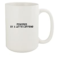 Powered By A Latte - 15oz White Ceramic Coffee Mug, White