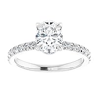 10K Solid White Gold Handmade Engagement Rings 2 CT Oval Cut Moissanite Diamond Solitaire Wedding/Bridal Ring Set for Woman/Her Propose Ring, Perfact for Gift Or As You Want